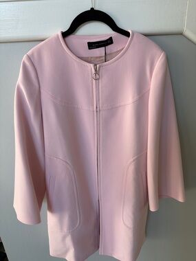 Zara Pale Pink Zip-Front Blazer Jacket
